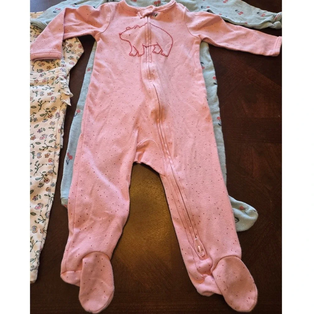 Carters Child of Mine Baby‎ Girl 5pc Lot 6-9M Sleepers Bodysuit Leggings Floral